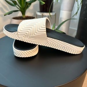 Adidas Men's Black and White Slide Sandals